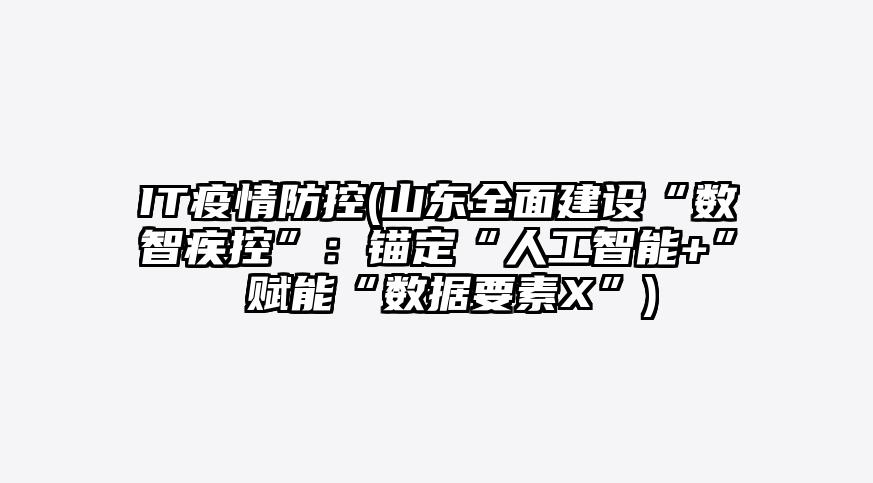 IT疫情防控(山东全面建设“数智疾控”:锚定“人工智能+” 赋能“数据要素X”)