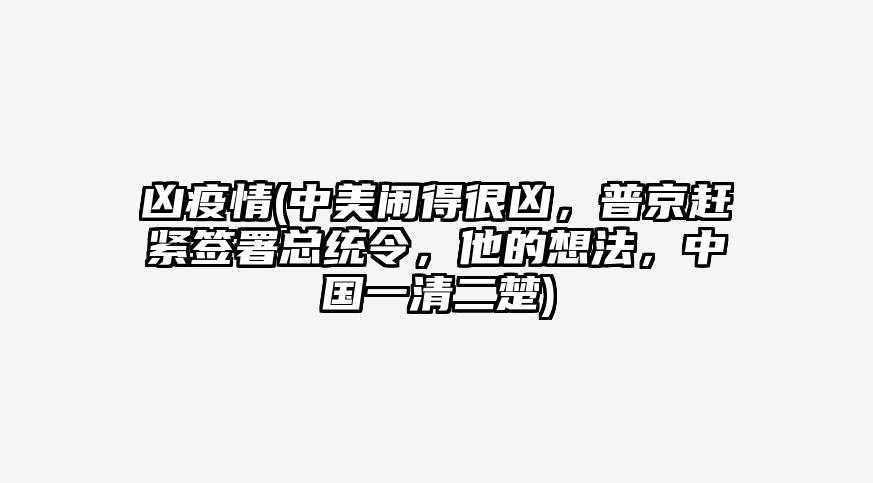 凶疫情(中美闹得很凶,普京赶紧签署总统令,他的想法,中国一清二楚)